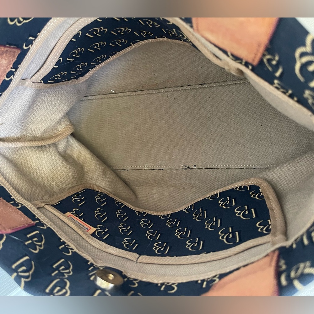 Dooney & Bourke Blue Monogram Tote with Brown Leather Trim - Picture 6 of 13